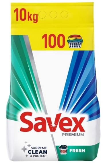 Savex Premium Detergent pudra pentru haine/rufe, Fresh, 100 spalari, 10kg Supreme Clean